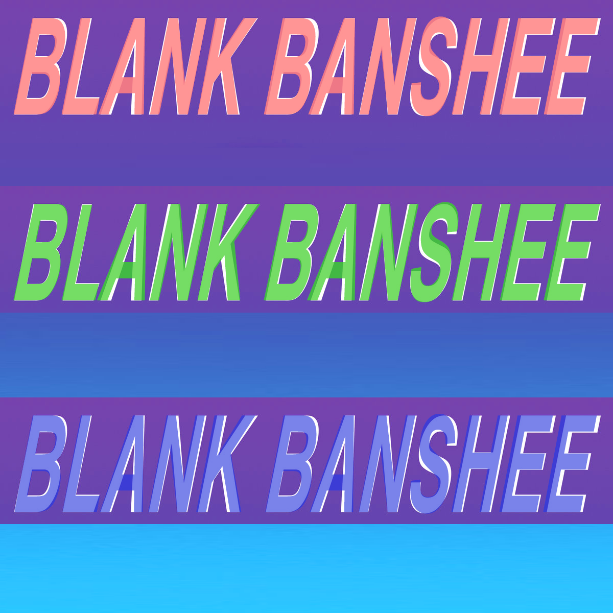 The same, but without the face removed, showing only the title text, with different colored fonts closely -- but not perfectly -- overlapping it.