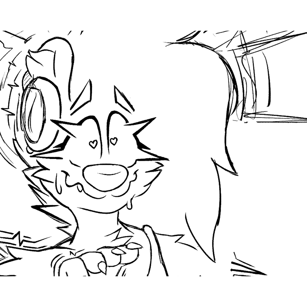 An edit of the WIP lines, giving Blake a woozy, flustered expression